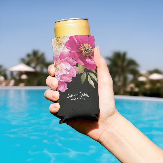 Rosa und weiße Wasserfarben-Blütenhochzeit Selters Dosenkühler (In Situ Pool)