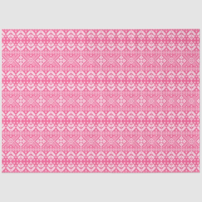 Rosa und weiße Weihnachtsmesse Isle Pattern Seidenpapier (Vorderseite)