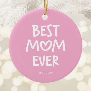 Rosa und Weiße Whimsical Herz Beste Mutter Aller Z Keramik Ornament