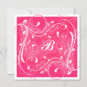 Rosa und weiße Wirbel zum Hochzeitsempfang Einladung