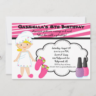 Rosa und weiße Zebra Girls Wellness-Center laden e Einladung