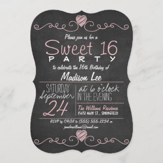 Rosa und weiße Zwischenetappe Rustikales Sweet 16  Einladung