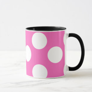 Rosa-und weißegroße Polka-Punkt-Tasse Tasse