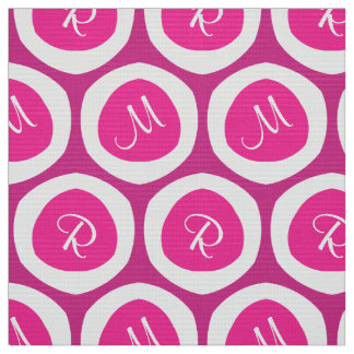 Rosa-und weißemoderne Monogramm-Neuheit Stoff
