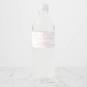 Rosa und weißer Bow, benutzerdefiniert rosa Ribbon Wasserflaschenetikett