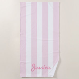 Rosa und weißer Cabana-Streifen Strandtuch
