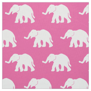 Rosa und weißer Elefant-Gewebe Stoff