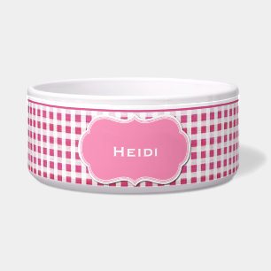 Rosa und weißer Gingham-kundenspezifische Napf