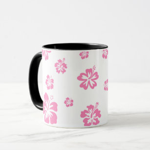 Rosa und weißer Hibiskus Blume Personalisiert Tasse
