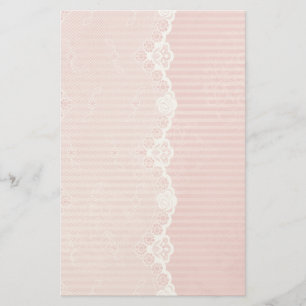 Rosa und weißer Hintergrund mit schwarzer Spitze Briefpapier