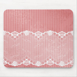 Rosa und weißer Hintergrund mit schwarzer Spitze Mousepad