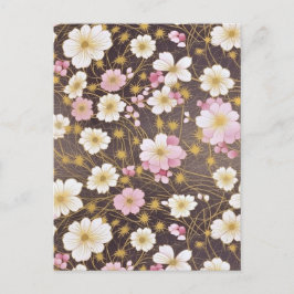 Rosa und weißer Kosmos Chiyogami Postkarte