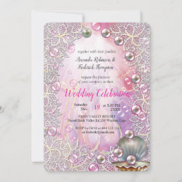 Rosa und weißer Marmor mit gebürstetem Gold Einladung