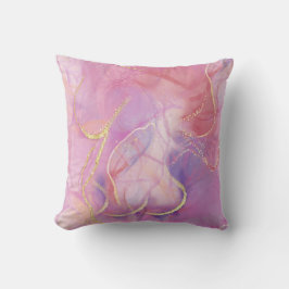 Rosa und weißer Marmor mit gebürstetem Gold Kissen