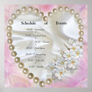 Rosa und weißer Marmor mit gebürstetem Gold Poster