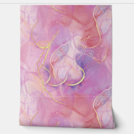 Rosa und weißer Marmor mit gebürstetem Gold Tapete