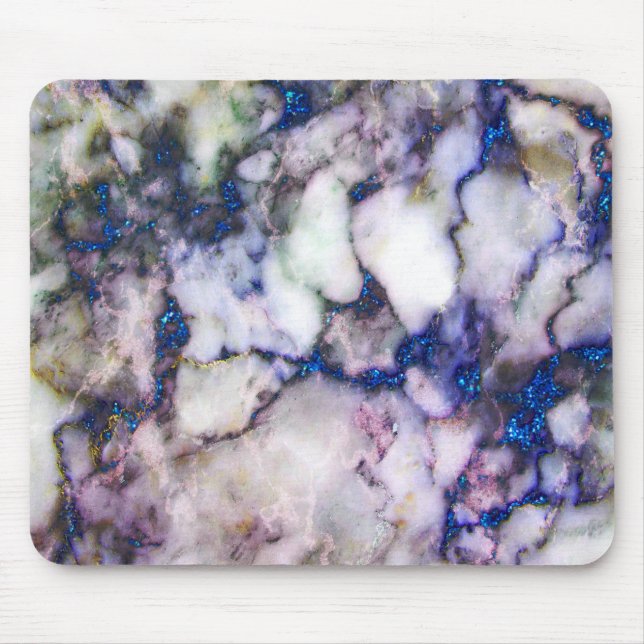 Rosa und weißer Marmor Mousepad (Vorne)