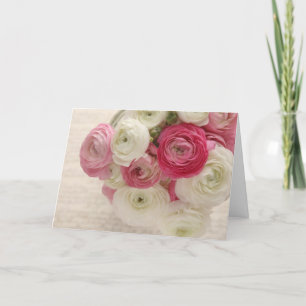 rosa und weißer Ranunculus auf Skriptgrußkarte Karte