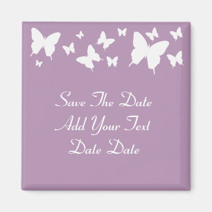 Rosa und weißer Schmetterlings-Save the Date Magnet