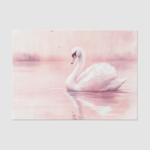Rosa und Weißer Schwan Decoupage Seidenpapier