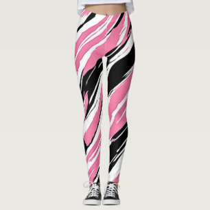 Rosa und weißer Tiger Streifen Camouflage Leggings