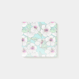 Rosa und weißer tropischer Hibiskus Blumenmuster Post-it Klebezettel