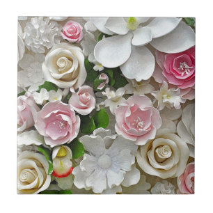 Rosa- und weißerblumendruck fliese
