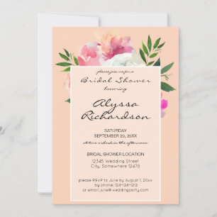 Rosa und weißes Brautparty mit Blumen - Rosa 2B Einladung