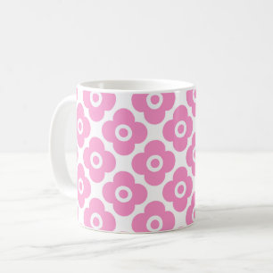 Rosa und weißes einfaches Blumenmuster Kaffeetasse
