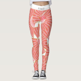 Rosa und weißes japanisches Muster Leggings
