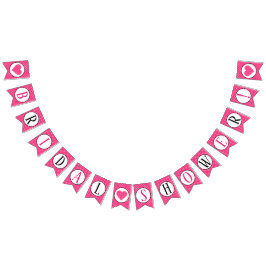 Rosa und weißes Polka-Punkt-Herz-Brautparty Wimpelkette