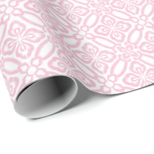 Rosa und weißes vintage italienisches Fliesenmuste Geschenkpapier