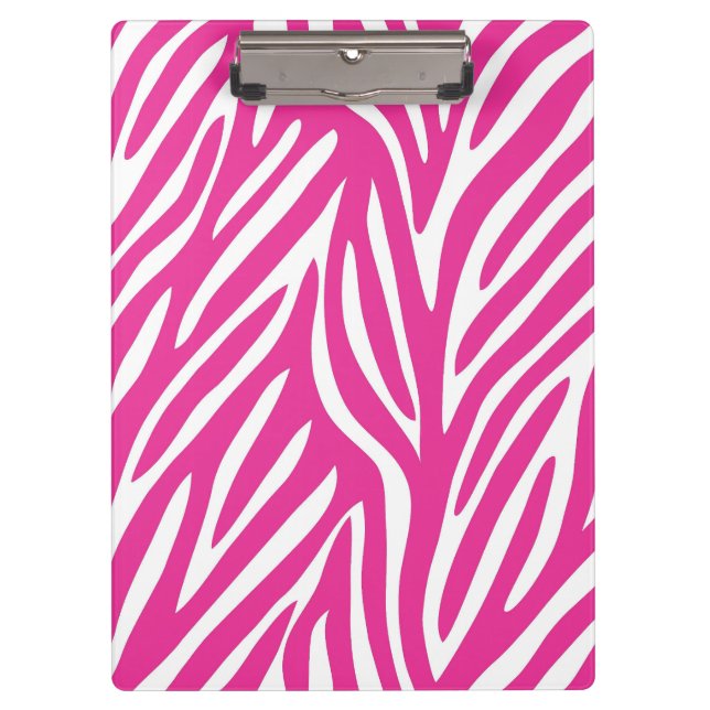 Rosa und weißes Zebra-Streifen-Muster Klemmbrett (Vorderseite)