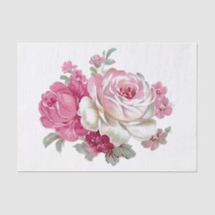 Rosa-und weißeVintage Rosen Seidenpapier
