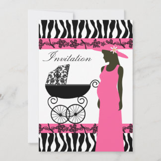 Rosa und Zebra Baby Dusche Einladung