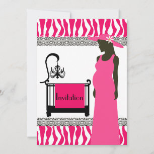 Rosa und Zebra Baby Dusche Einladung mit Schwanger