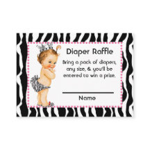 Rosa und Zebra Print Little Princess Diaper Raffle