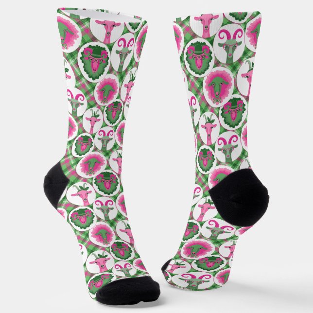 Rosa und Zitronengraue Hipster Socken (Gewinkelt)