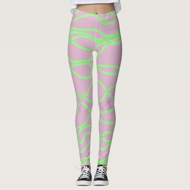 Rosa und Zitronengrün, dicht Abstrakte Leggings (Vorderseite)