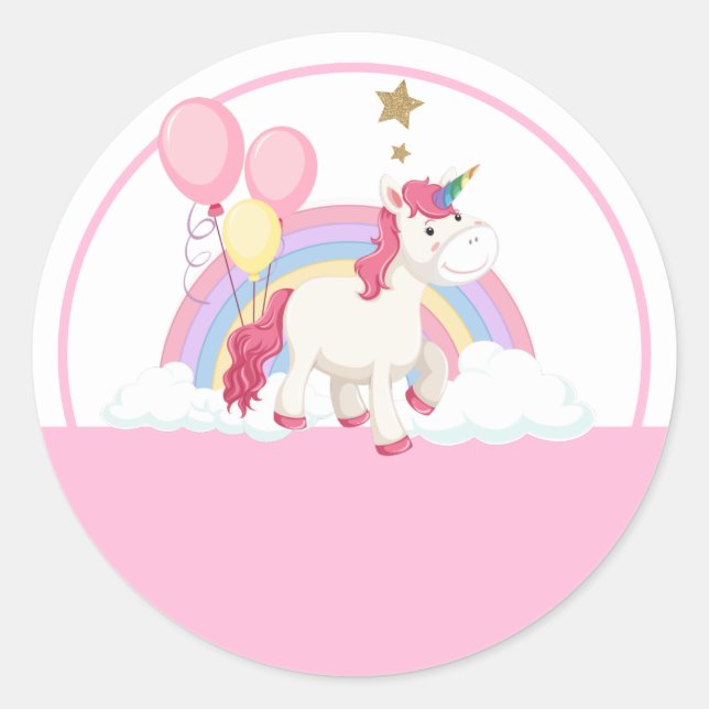 Rosa Unicorn Classic Scrapbook Aufkleber (Vorderseite)
