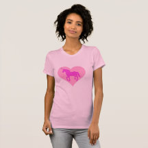 Rosa Unicorn-Herz-T - Shirt