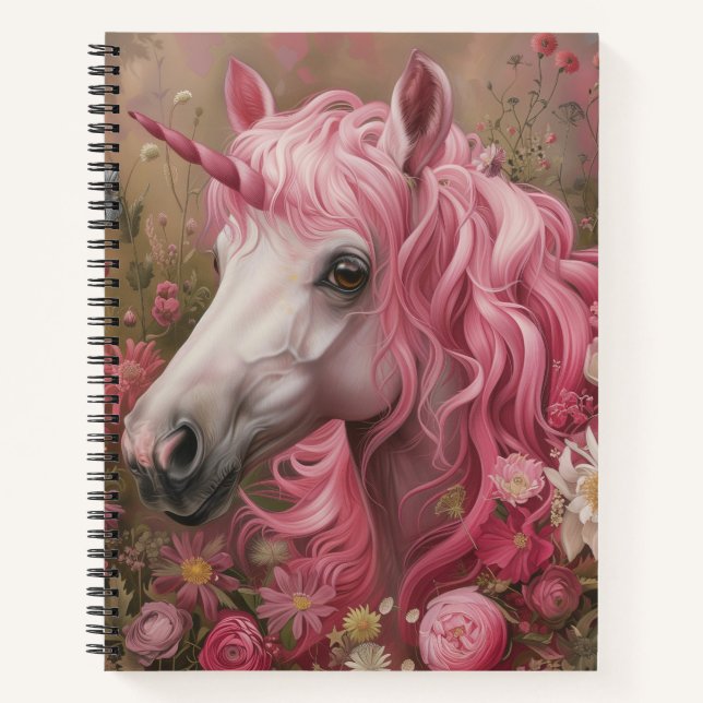 Rosa Unicorn Journal Notizbuch (Vorderseite)