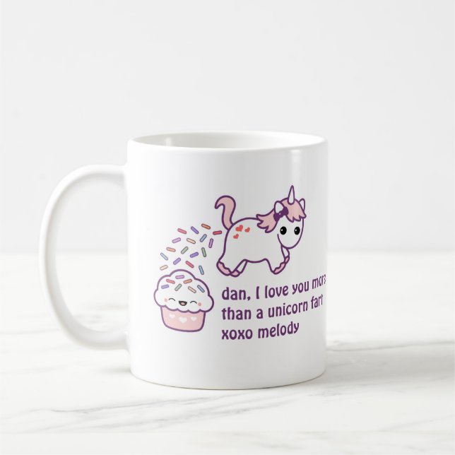 Rosa Unicorn kacken Kaffeetasse (Links)