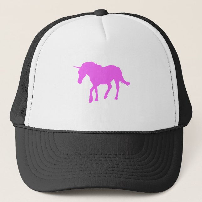 Rosa Unicorn-Silhouette Truckerkappe (Vorderseite)
