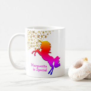 Rosa UNICORN Stars Personalisiert Kaffeetasse