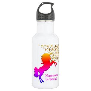Rosa UNICORN-Sterne Personalisiert Edelstahlflasche