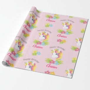 Rosa Unicorn-Verpackungs-Papier-(personalisierte) Geschenkpapier