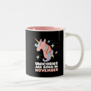 Rosa Unicorns sind geborenes im November Zweifarbige Tasse