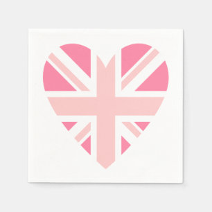 Rosa Union Jack/Flag Herz Serviette