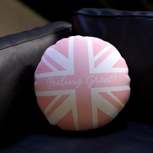 Rosa Union Jack Flagge Großbritannien Rundkissen Rundes Kissen